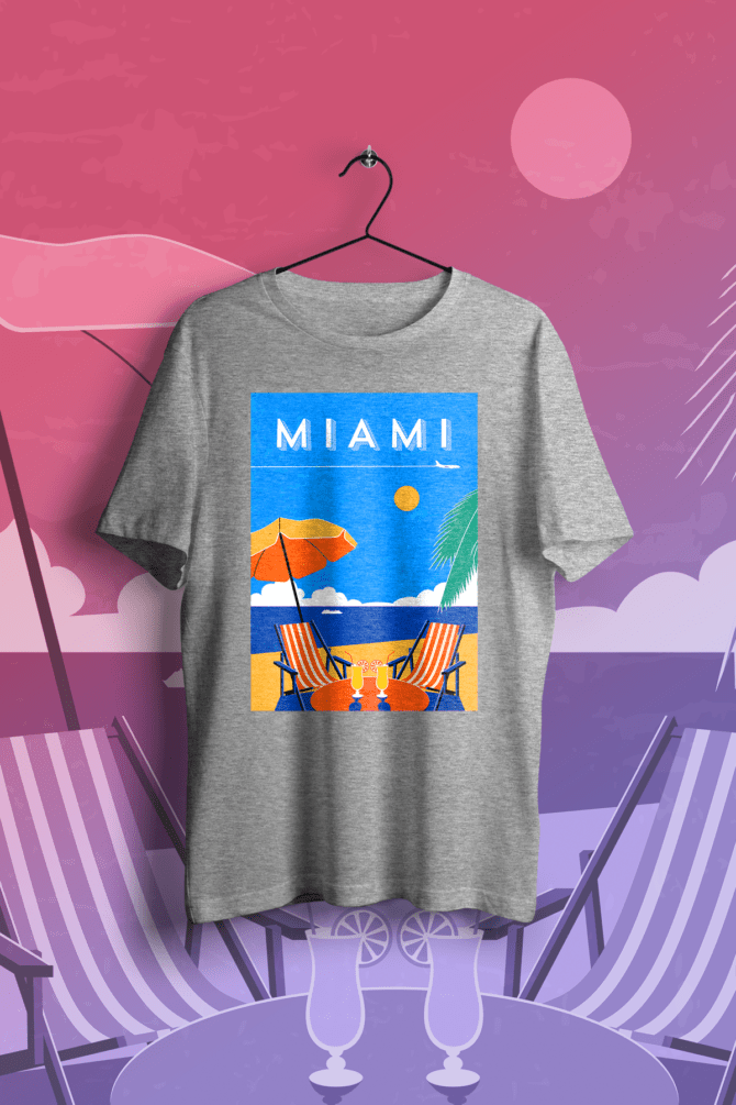 Miami - retro travel art poster