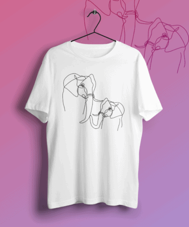 Minimal Elephant Unisex Baskılı Tişört