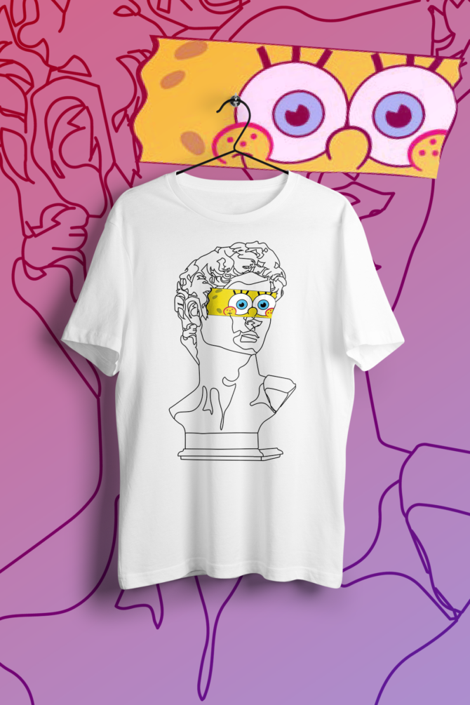 Sponge Bob Greek Statue Unisex Tişört